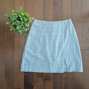 BABY BLUE DITSY PLAID A LINE VNTAGE SKIRT